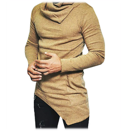 Europe Style Pile Color Pullover Khaki