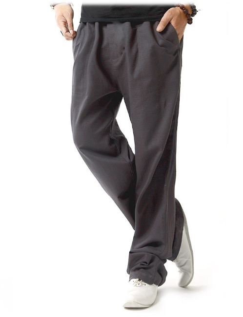Loose Casual Brand Trousers Gray