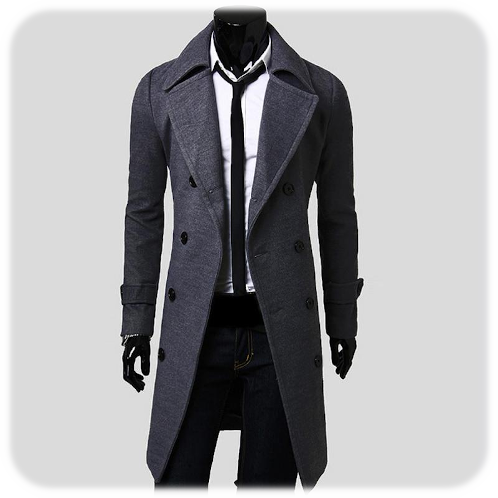 Double Breasted Trench Coat Gray