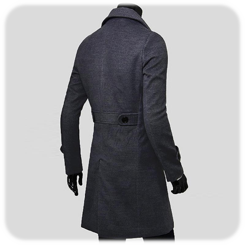 Double Breasted Trench Coat Gray Back
