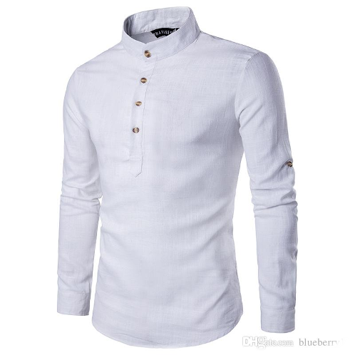 Men Shirt Half Button White