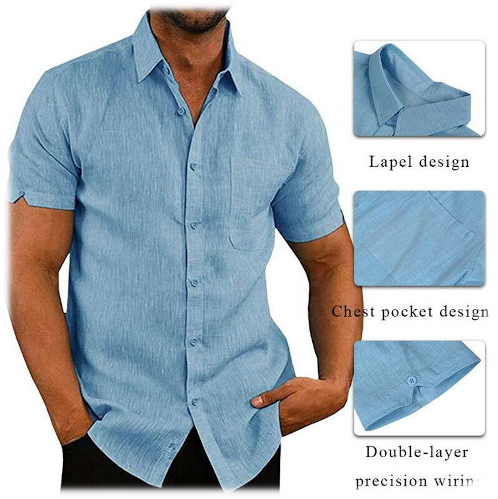 Button Linen Shirt Blue