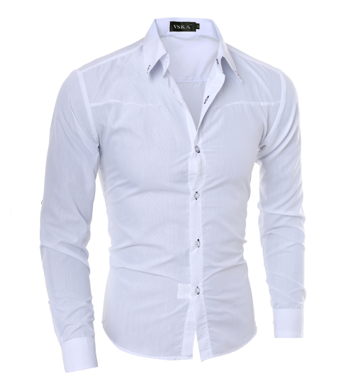 Men Casual Dress Shirt White