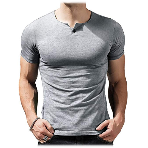 Muscle Alive Short Button Light Gray