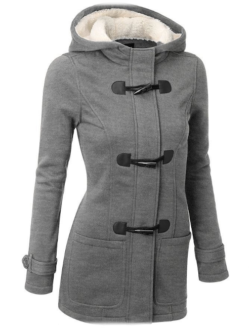 Women Hooded Coat Gray