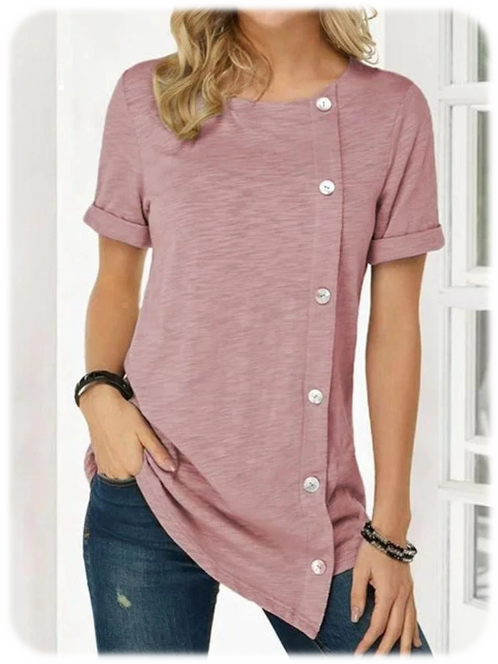 round Neck Shirt With Buttons Pink