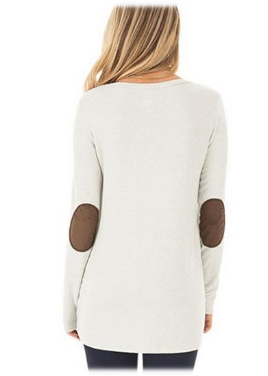 Round Neck Pullover with Buttons White Back
