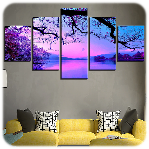Blossoming Lake Wall Print Living Room