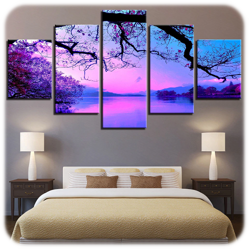 Blossoming Tree By Lake Bedroom